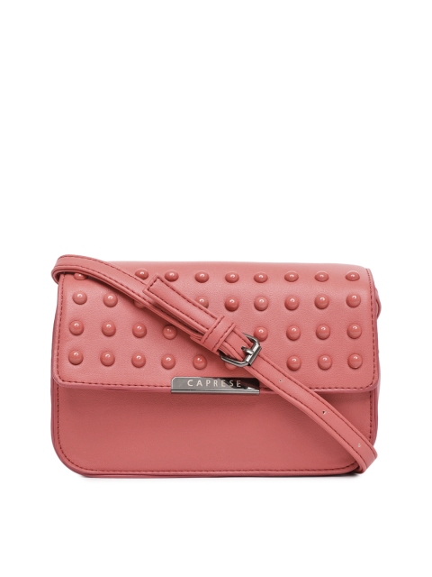 

Caprese Pink Solid Embellished Small Sling Bag
