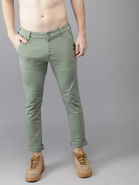 

HERE&NOW Men Green Slim Fit Solid Chinos