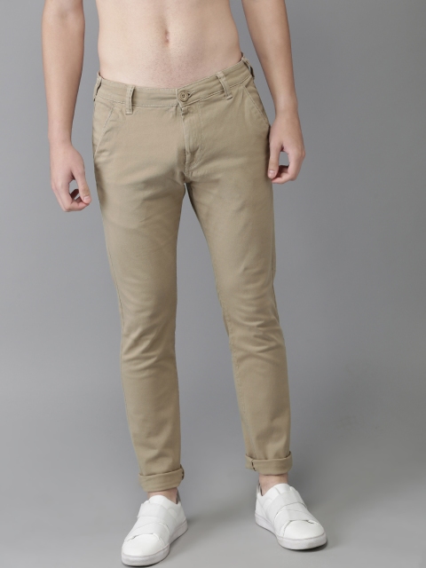 

HERE&NOW Men Khaki Slim Fit Solid Chinos