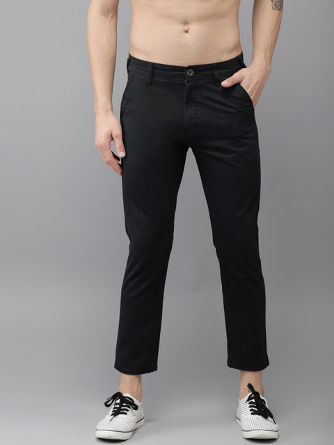 

HERE&NOW Men Navy Blue Slim Fit Solid Cropped Chinos