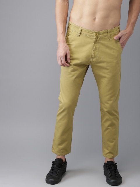 

HERE&NOW Men Khaki Regular Fit Solid Cropped Chinos