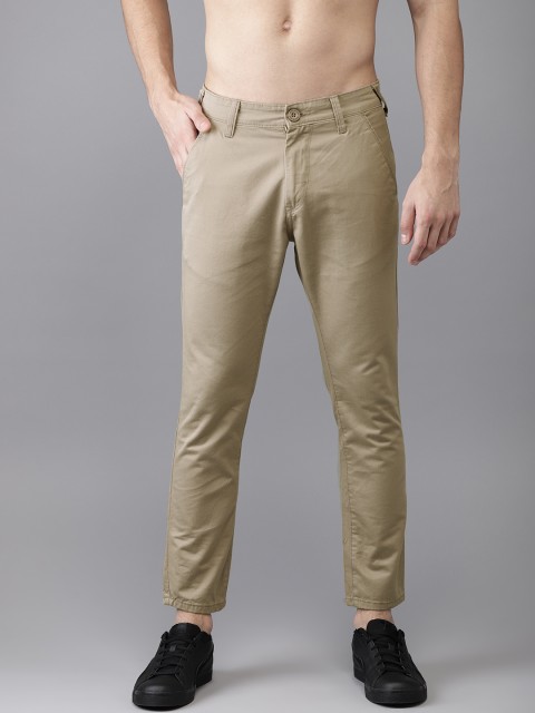 

HERE&NOW Men Beige Slim Fit Solid Cropped Chinos
