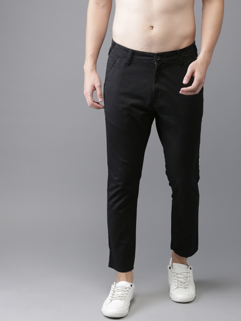 

HERE&NOW Men Black Regular Fit Solid Cropped Chinos