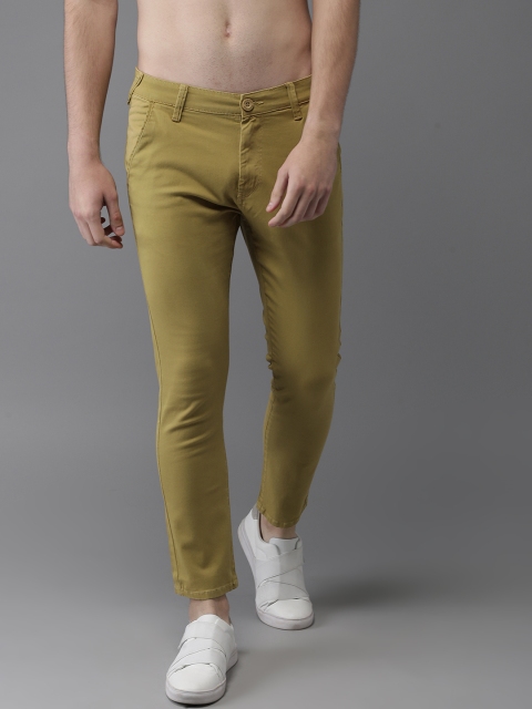 

HERE&NOW Men Khaki Slim Fit Solid Cropped Chinos