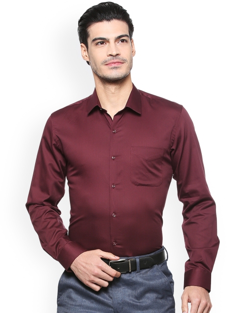 

Peter England Men Maroon Slim Fit Self Design Formal Shirt