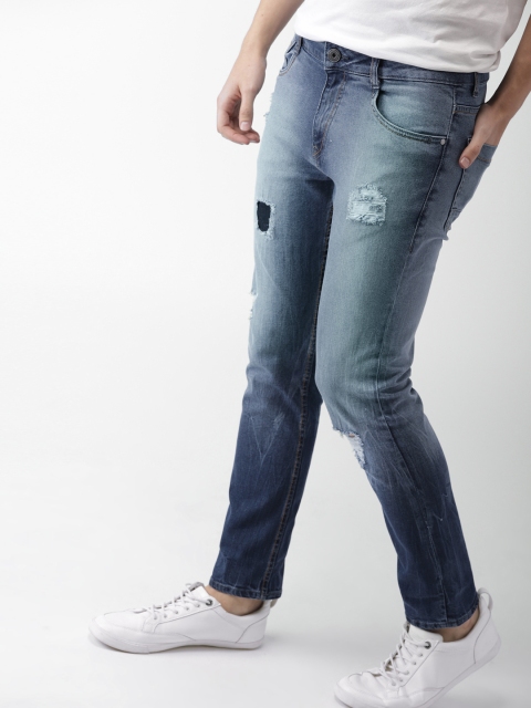 

Mast & Harbour Men Blue Slim Fit Mid-Rise Mildly Distressed Stretchable Jeans