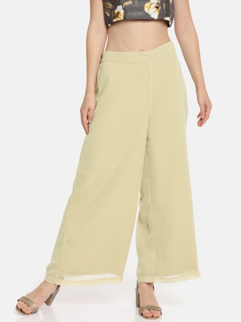 

Colour Me by Melange Women Beige Solid Straight Palazzos