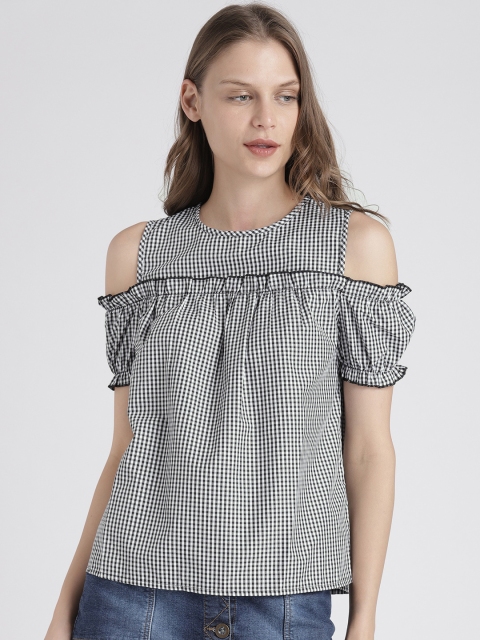 

Splash Women Black Checked Top