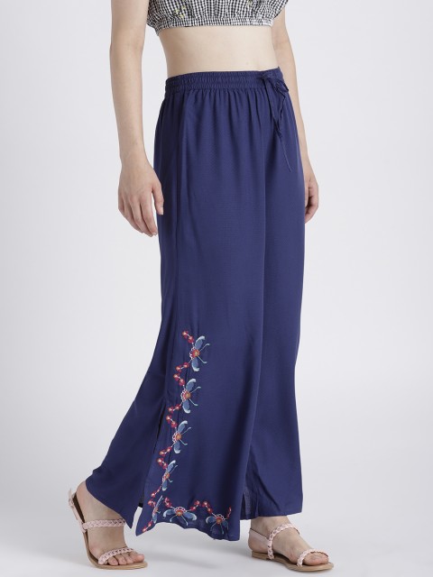 

Splash Women Blue Embroidered Palazzos