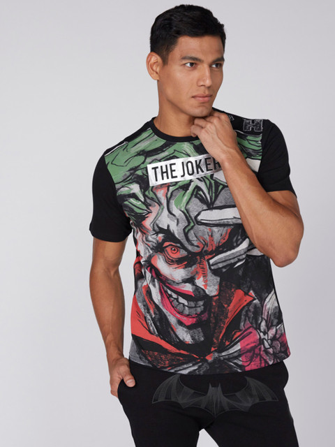 

Splash Men Black Printed Round Neck T-shirt