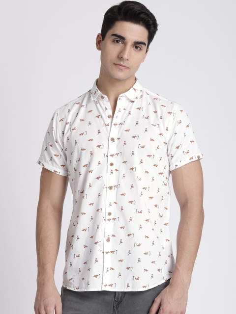 

Splash Men White Slim Fit Printed Casual Shirt