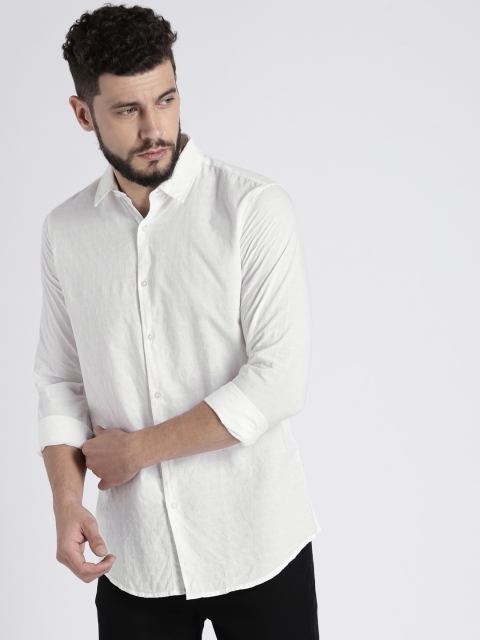 

Splash Men White Slim Fit Self Design Casual Shirt