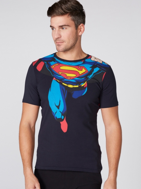 

Splash Men Navy Printed Round Neck T-shirt, Navy blue