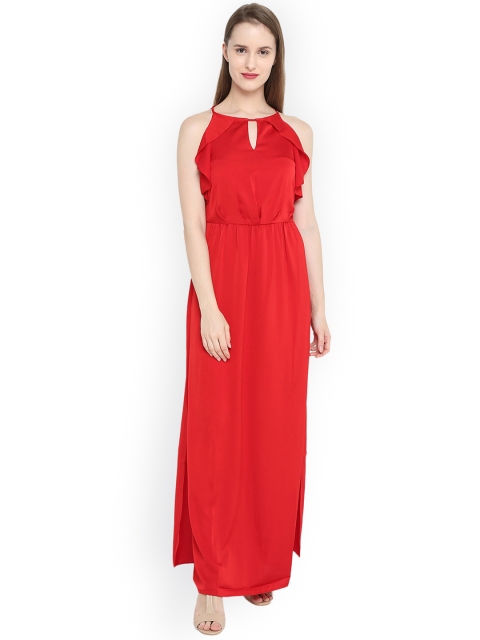 

Splash Women Red Solid Maxi Dress