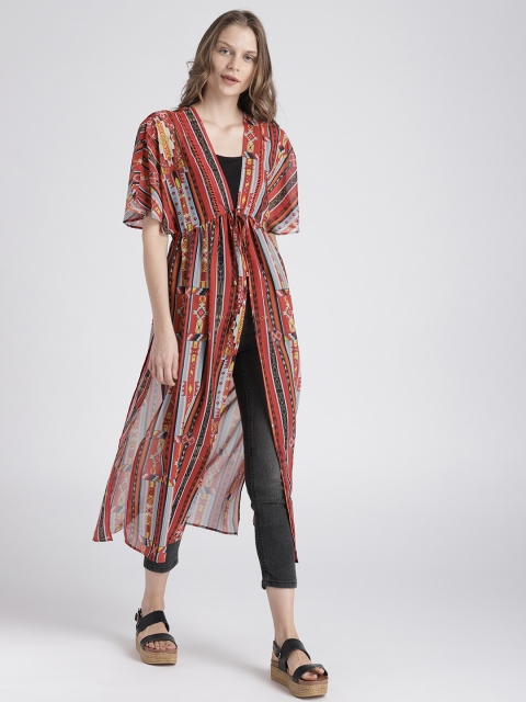 

Splash Women Multicoloured Printed Tie-Up Shrug, Multi