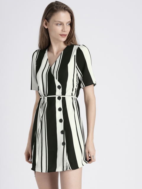 

Splash Women Black & White Striped A-Line Dress