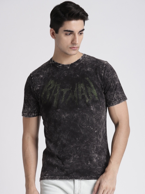 

Splash Men Charcoal Grey Printed Round Neck T-shirt