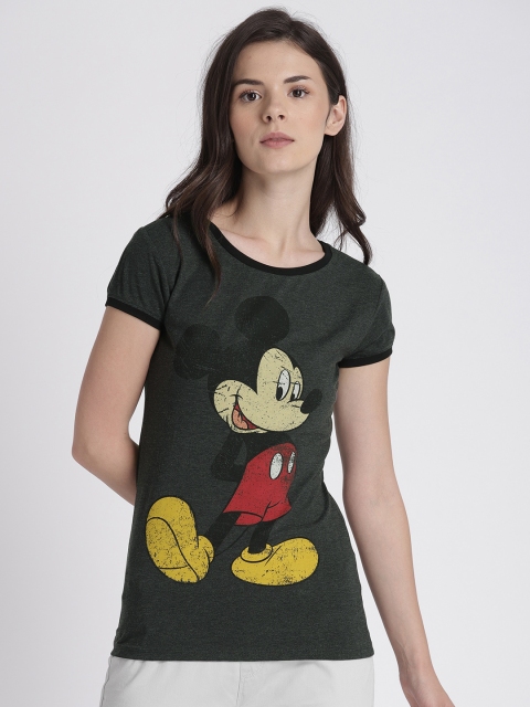 

Splash Women Charcoal Grey Printed Round Neck T-shirt