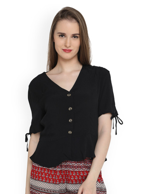 

Splash Women Black Solid Peplum Top