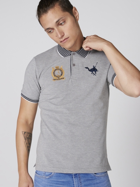 

Splash Men Grey Solid Polo Collar T-shirt