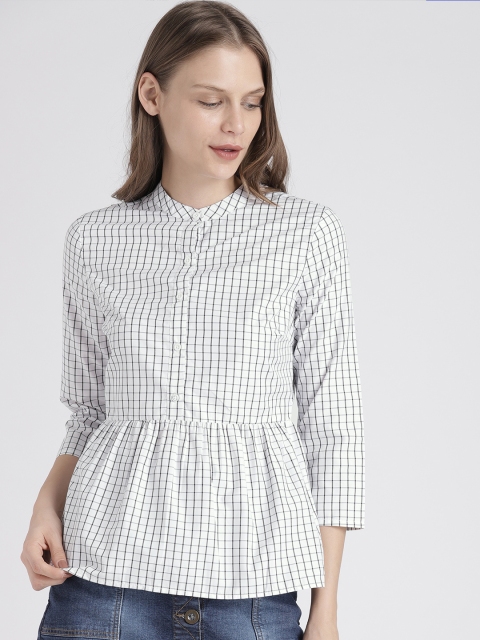 

Splash Women White Checked A-Line Top