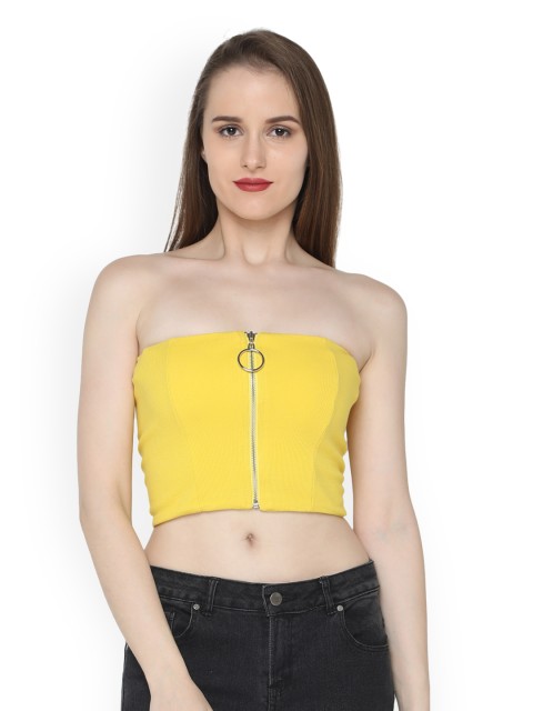 

Splash Women Yellow Solid Tube Top