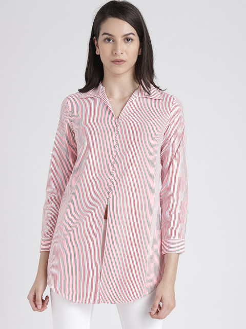 

Splash Women Red Striped Shirt Style Top