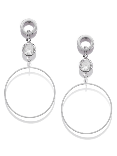 

Ayesha Silver-Toned Circular Drop Earrings