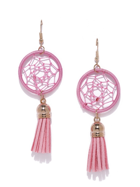 

Ayesha Pink & Gold-Toned Contemporary Drop Earrings
