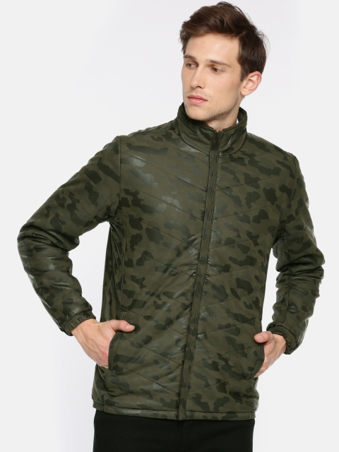 

SPYKAR Men Olive Green Printed Padded Jacket