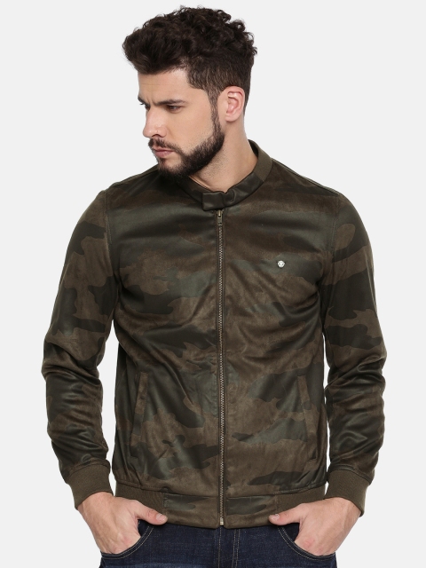

SPYKAR Men Olive Green Printed Bomber Jacket