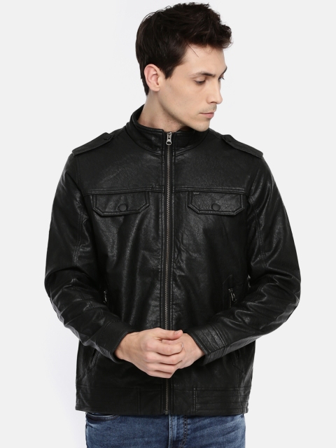 

SPYKAR Men Black Solid Biker Jacket