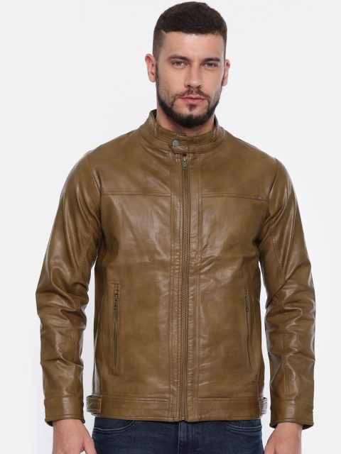 

SPYKAR Men Brown Solid Biker Jacket