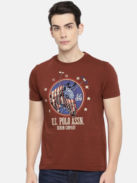 

U.S. Polo Assn. Denim Co. Men Brown Printed Round Neck T-shirt