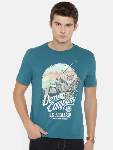 

U.S. Polo Assn. Denim Co. Men Blue Printed Round Neck T-shirt