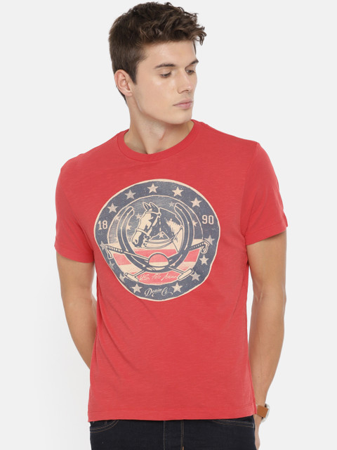 

U.S. Polo Assn. Denim Co. Men Red Printed Round Neck T-shirt