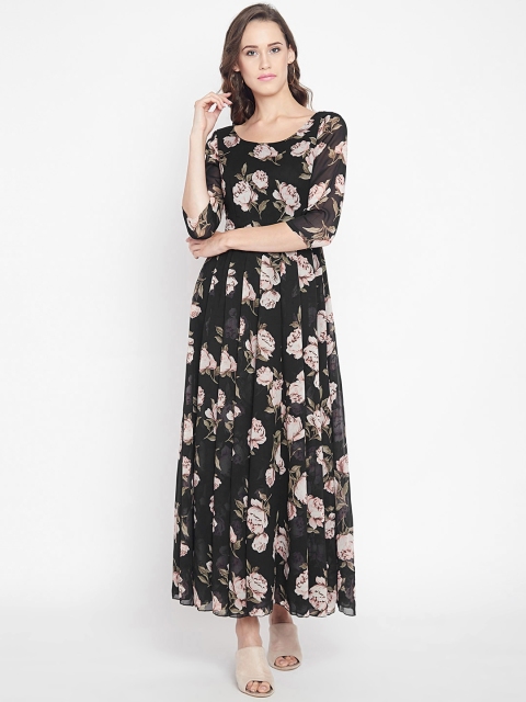 

PANIT Women Black Floral Print Maxi Dress