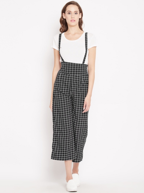 

PANIT Women Black & White Regular Fit Checked Cropped Parallel Trousers