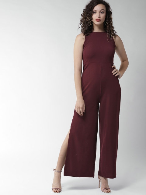 

20Dresses Maroon Solid Basic Jumpsuit
