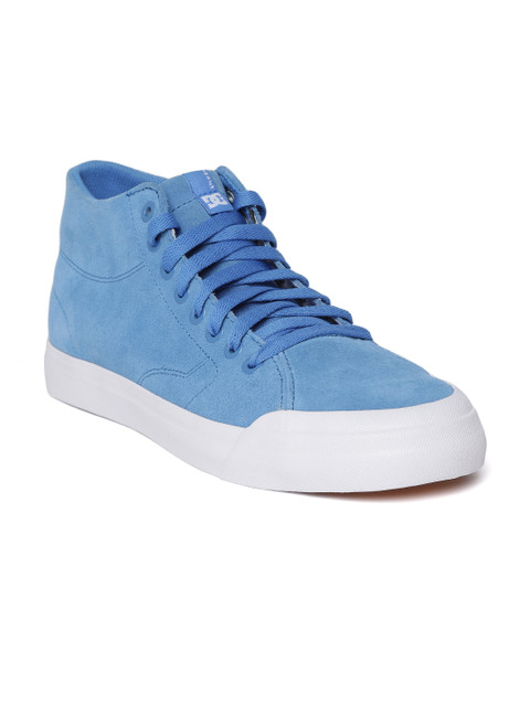 

DC Men Blue Solid Suede Mid-Top Sneakers