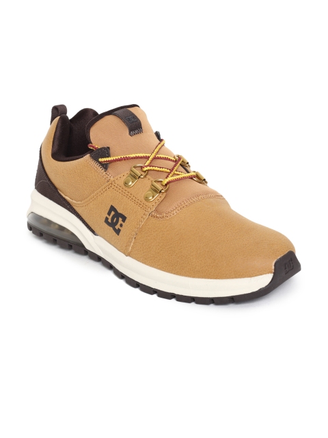 

DC Men Brown Solid Leather Sneakers
