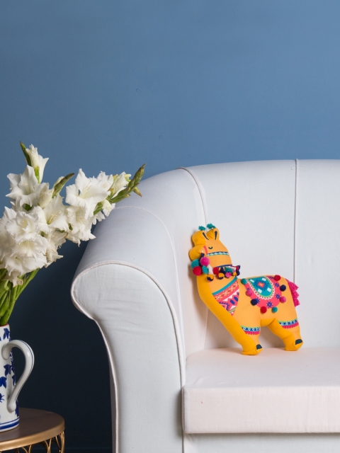 

Chumbak Llama Shape Cushion, Yellow