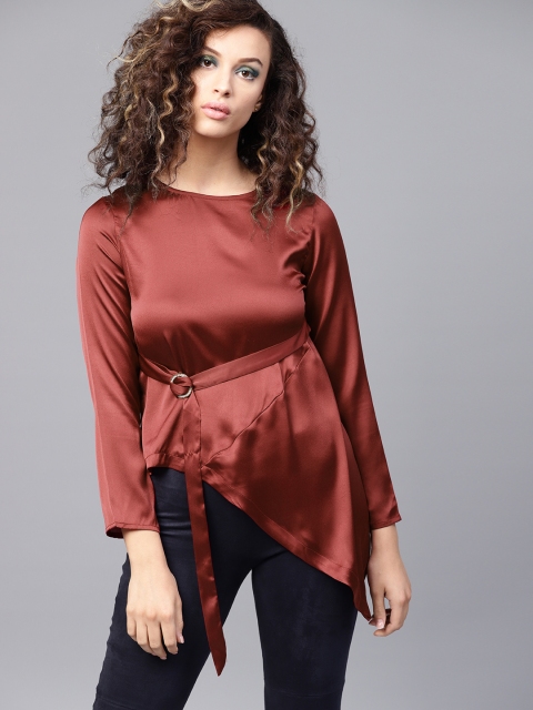 

SASSAFRAS Women Maroon Solid Top