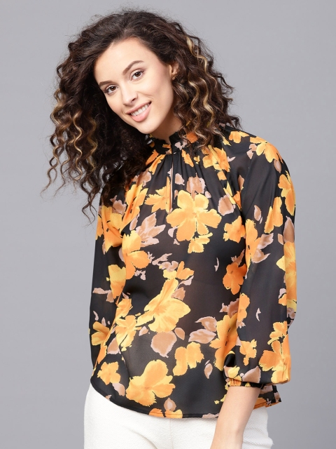 

SASSAFRAS Women Black Printed Top