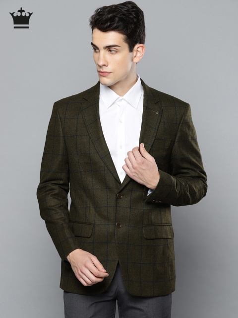 

Louis Philippe Brown & Navy Checked Tailored Fit Wool Formal Blazer