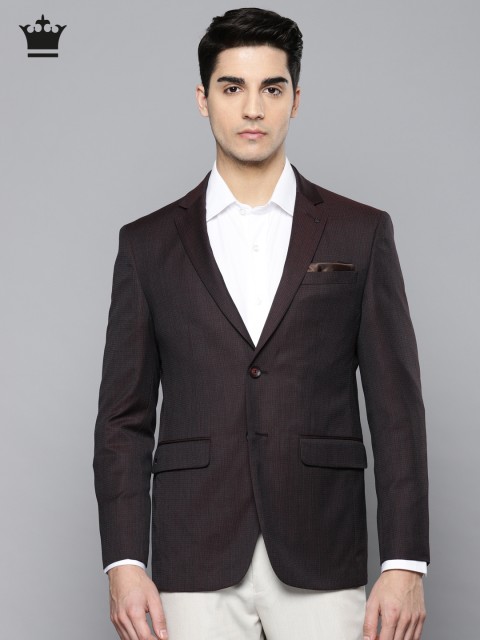 

Louis Philippe Men Brown Self-design Slim Fit Single-Breasted Blazer