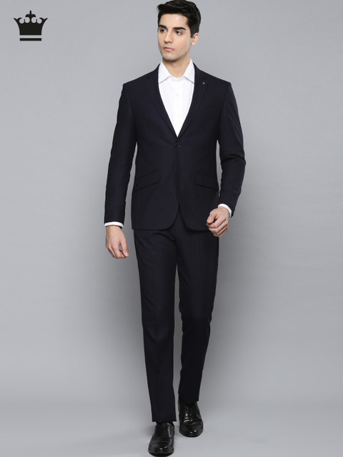 

Louis Philippe Navy Solid Single-Breasted Slim Fit Formal Suit, Navy blue