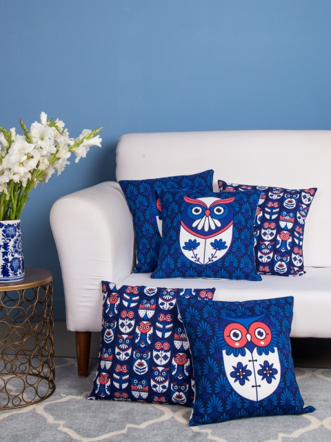 

Chumbak Set of 5 Blue Square Cushion Covers