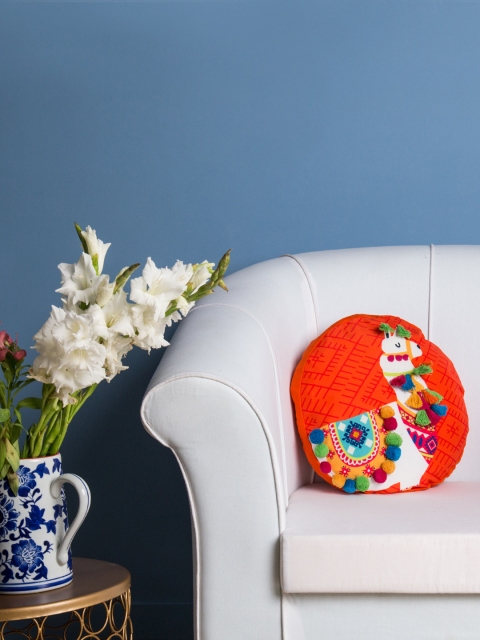 

Chumbak Orange Round Cushion Cover