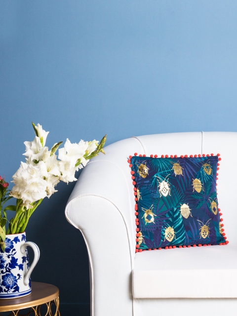 

Chumbak Blue Square Cushion Cover